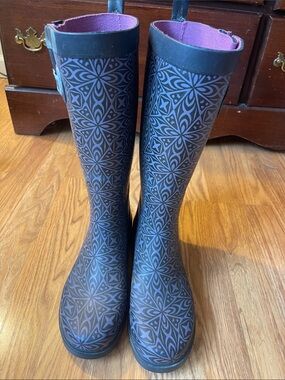 Capelli of New York Purple Patterned Knee-High Rain Boots